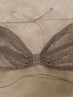 Sparkling Silver Rhinestone Bralette - Women Intimates & Sleepwear